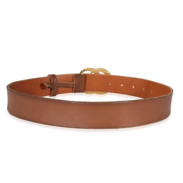 135375 box Gucci Brown Leather Double G Buckle Belt 8032