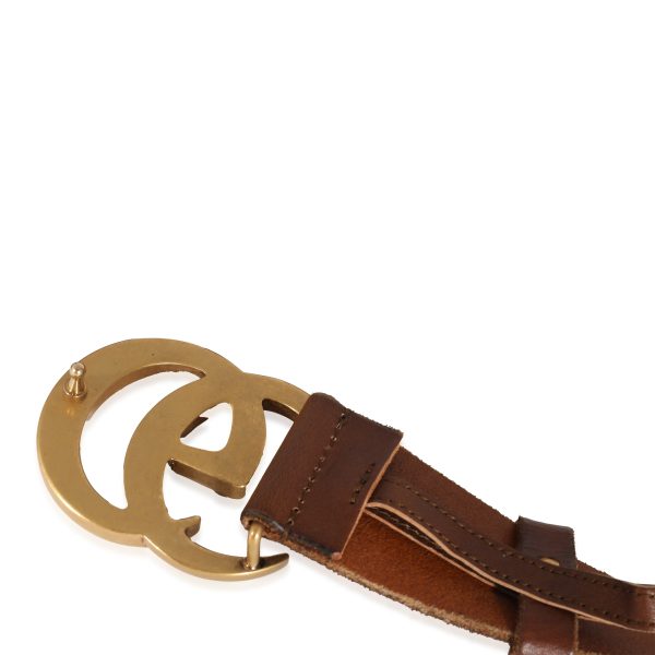 135375 clasp Gucci Brown Leather Double G Buckle Belt 8032