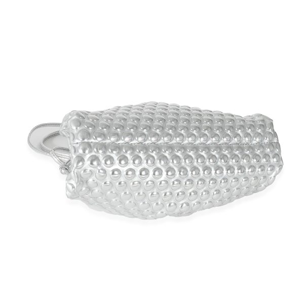 135396 bv Bottega Veneta Silver Metallic Bubble Wrap Leather The Mini Pouch