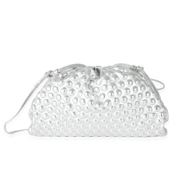 135396 fv Bottega Veneta Silver Metallic Bubble Wrap Leather The Mini Pouch