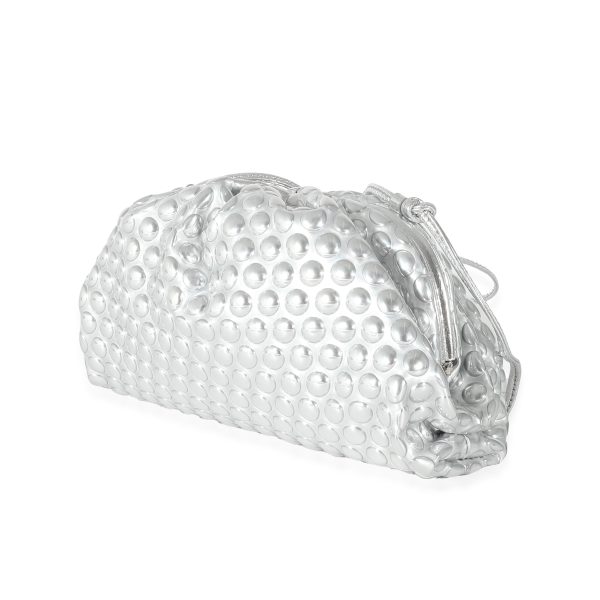 135396 sv Bottega Veneta Silver Metallic Bubble Wrap Leather The Mini Pouch