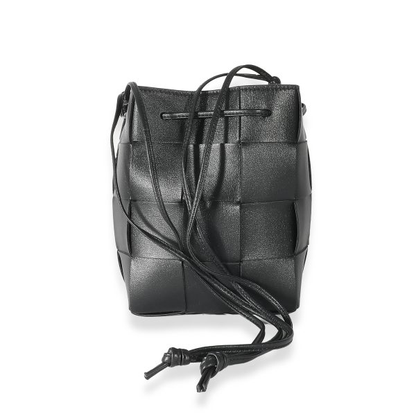 135398 pv 6811484a c08f 4d07 8c71 16ace236aea8 Bottega Veneta Black Intrecciato Lambskin Small Cassette Crossbody Bucket