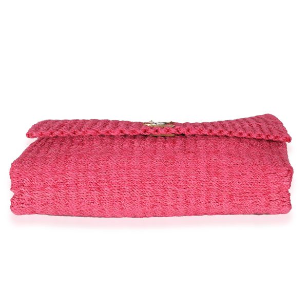 135400 box Saint Laurent Pink Woven Sisal Medium Kate Bag