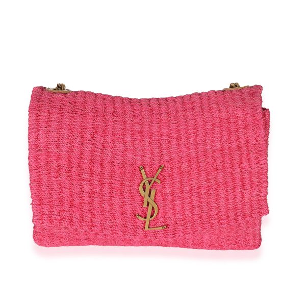 135400 fv Saint Laurent Pink Woven Sisal Medium Kate Bag