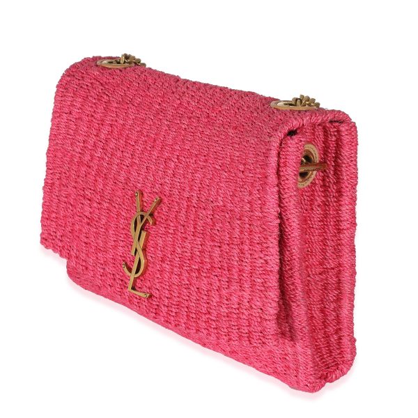 135400 pv Saint Laurent Pink Woven Sisal Medium Kate Bag