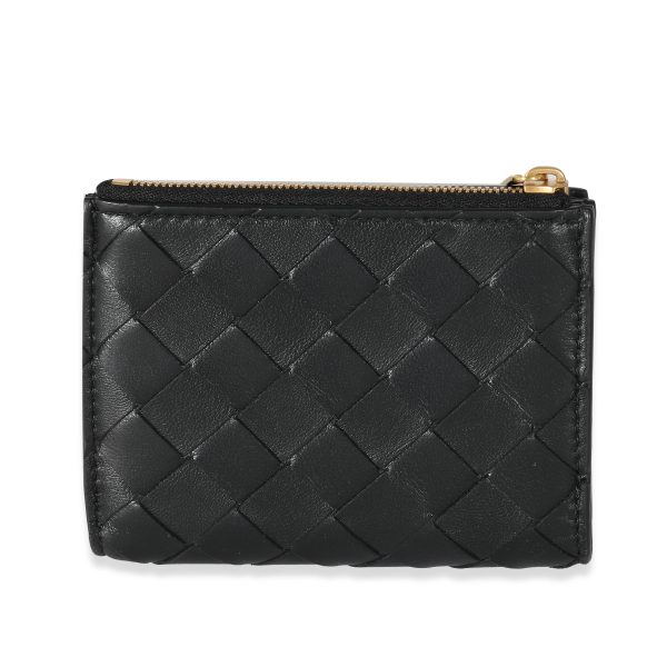 135407 pv 634491fe 3caa 499b 85d1 150662303fb1 Bottega Veneta Black Intrecciato Lambskin Tri Fold Zip Wallet