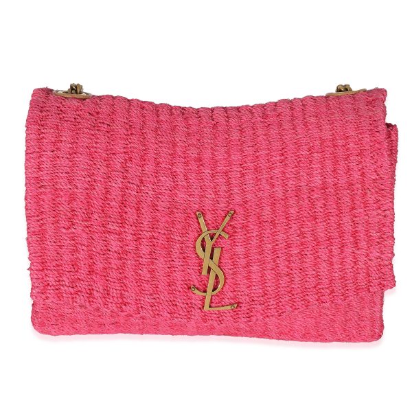 135408 fv c833e0fe 2275 4a8e 9db8 bdbcac961b19 Saint Laurent Pink Woven Sisal Medium Kate Bag