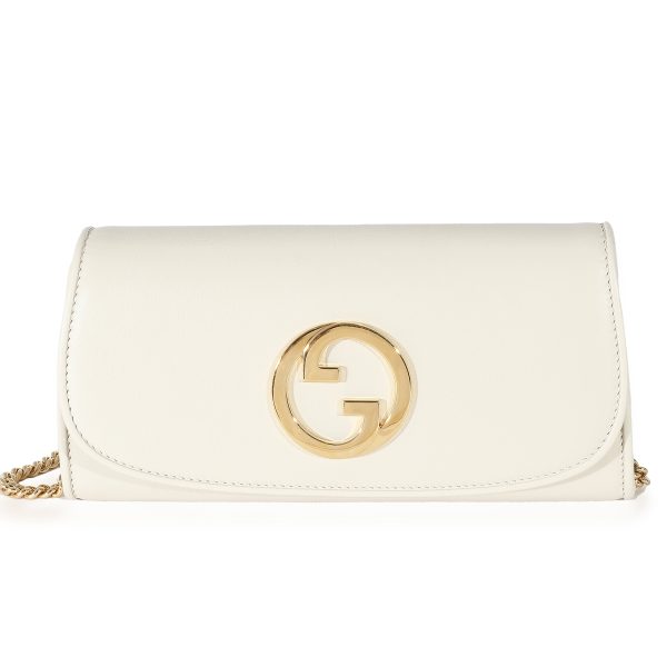 135435 fv bd976337 7c35 4b64 a497 ccd6bb60a596 Gucci White Leather Blondie Continental Chain Wallet