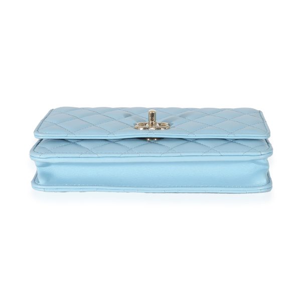 135461 stamp Chanel Light Blue Quilted Lambskin Trendy CC Wallet On Chain