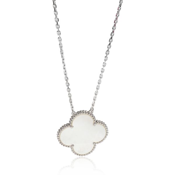 135472 fv Van Cleef Arpels Alhambra Mother Of Pearl Pendant in 18k White Gold