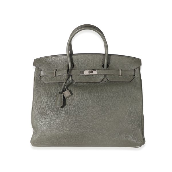 135578 fv Hermès Vert De Gris Togo Birkin 40 PHW