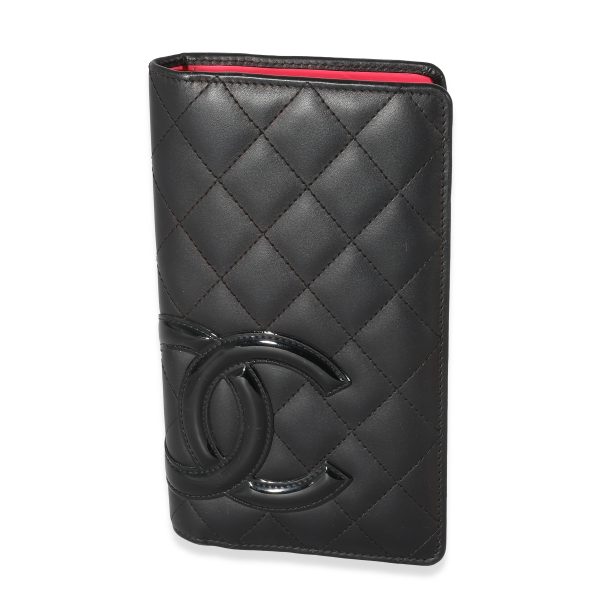 135586 fv Chanel Black Quilted Lambskin Ligne Cambon Vertical Wallet