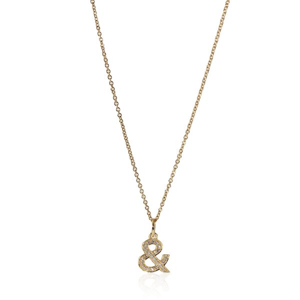 135676 fv Tiffany Co Ampersand Pave Diamond Pendant in 18k Yellow Gold 007 Ctw