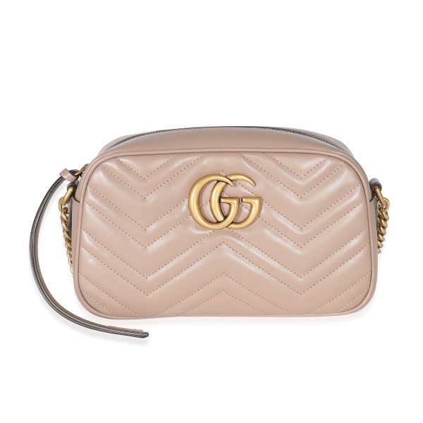 135707 ad1 Gucci Dusty Pink Leather GG Marmont Small Camera Bag