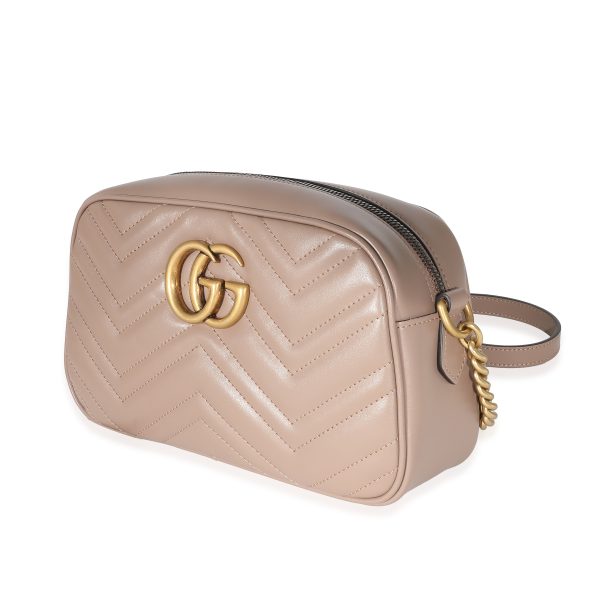 135707 bv Gucci Dusty Pink Leather GG Marmont Small Camera Bag