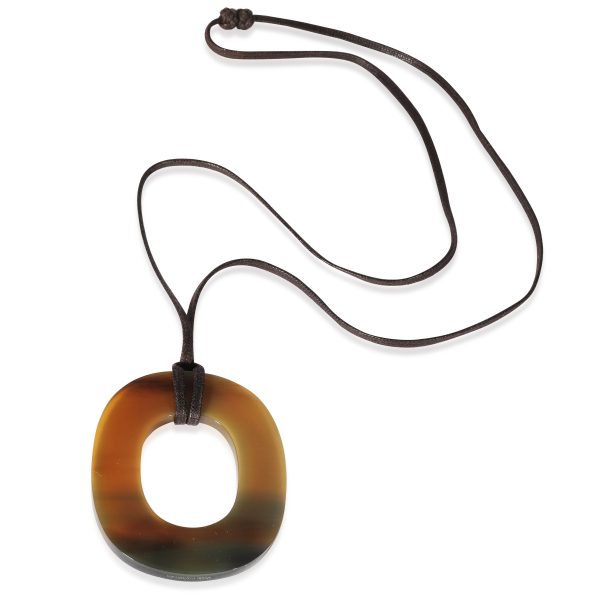 135730 pv Hermes Buffalo Horn Pendant On Cord