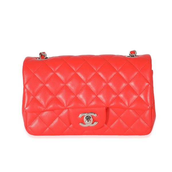 135755 fv Chanel Red Quilted Lambskin Mini Rectangular Flap Bag