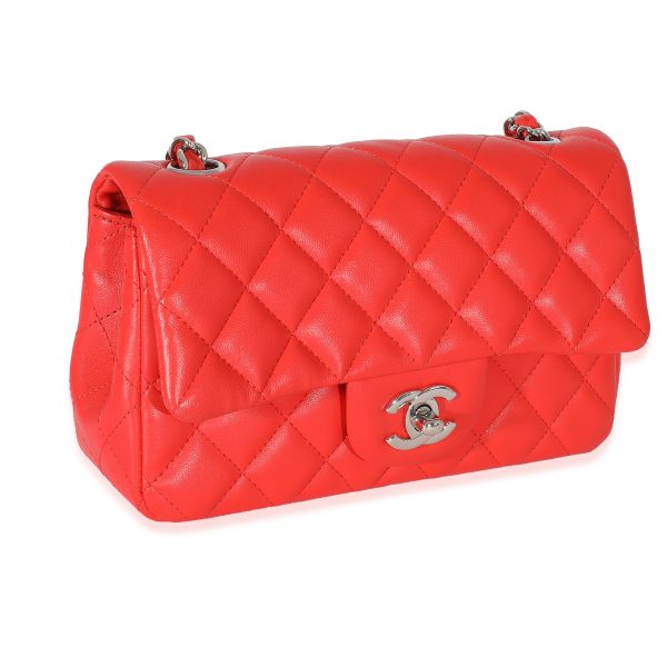 135755 pv Chanel Red Quilted Lambskin Mini Rectangular Flap Bag