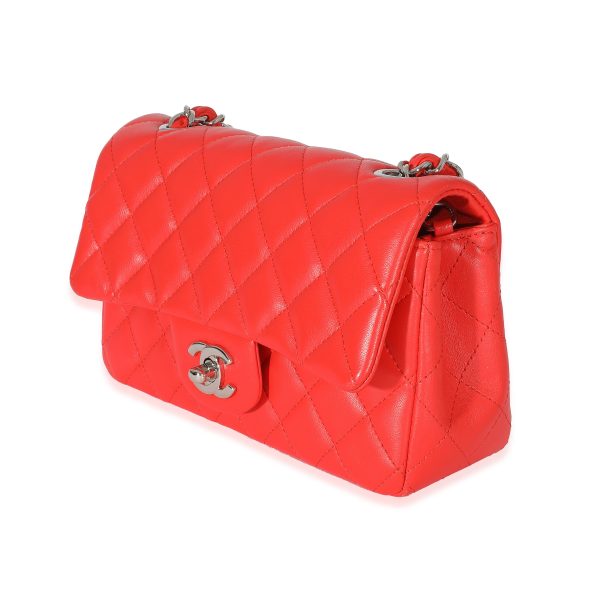 135755 sv Chanel Red Quilted Lambskin Mini Rectangular Flap Bag