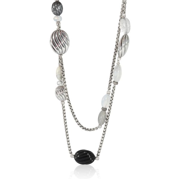 135790 fv David Yurman Rock Crystal Moonstone Onyx Chalcedony Necklace in Silver