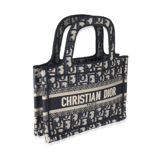 135796 pv Christian Dior Navy Oblique Canvas Mini Book Tote