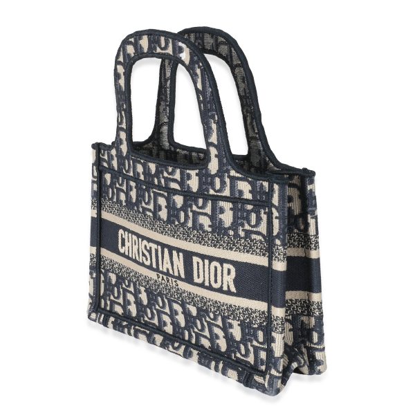 135796 sv Christian Dior Navy Oblique Canvas Mini Book Tote