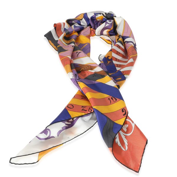 135830 pv 203e2c88 e54b 4398 a0db e8ad6967809c Hermès Purple Yellow Silk Astrologie Nouvelle Scarf 140