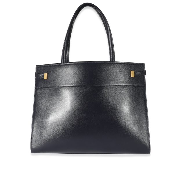 135862 stamp Saint Laurent Navy Blue Calfskin Medium Manhattan Shopper Tote