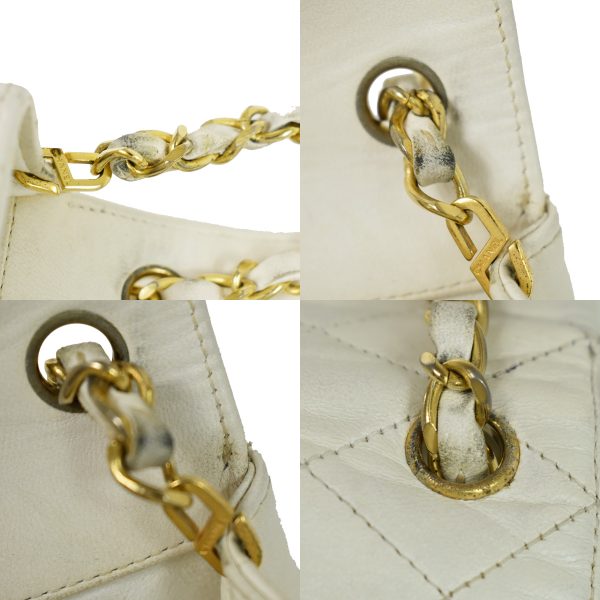 14 Chanel CC Logo Matelasse Chain Shoulder Bag Leather White