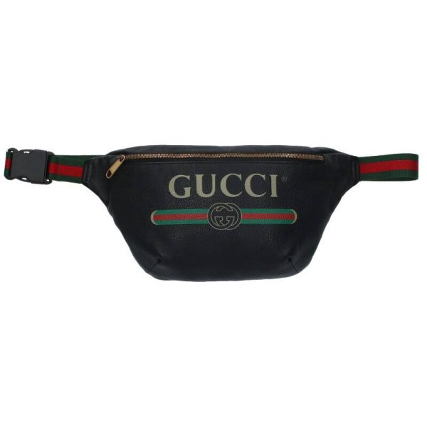 15054 231001 0023 1 Gucci Vintage Logo Print Leather Belt Waist Bag Black