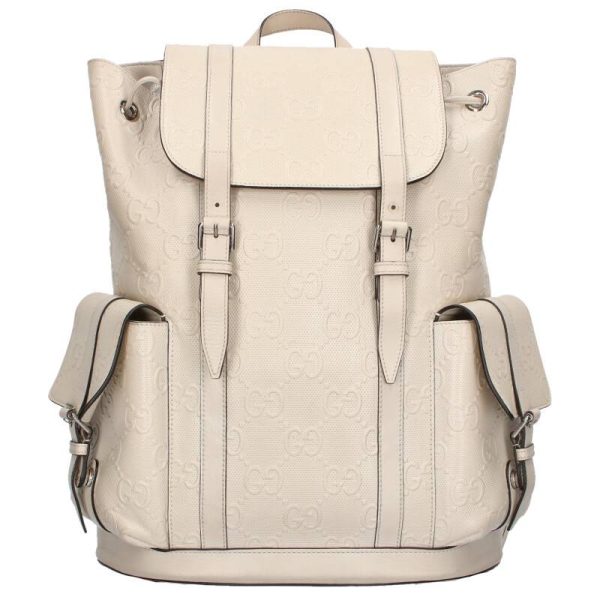 15057 231019 0062 1 Gucci GG Embossed Backpack Off white Leather Shoulder Bag