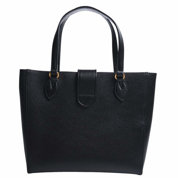 2 Gucci Leather Double G Small Tote Bag Black