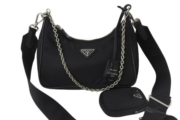 2 Prada Shoulder Bag Pochette With Strap Silver