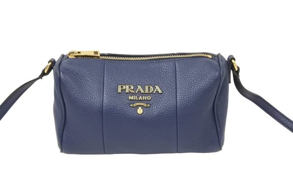 2 Prada Shoulder Bag Navy Cowhide