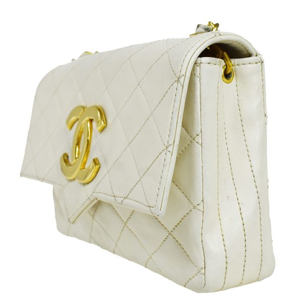 2 Chanel CC Logo Matelasse Chain Shoulder Bag Leather White