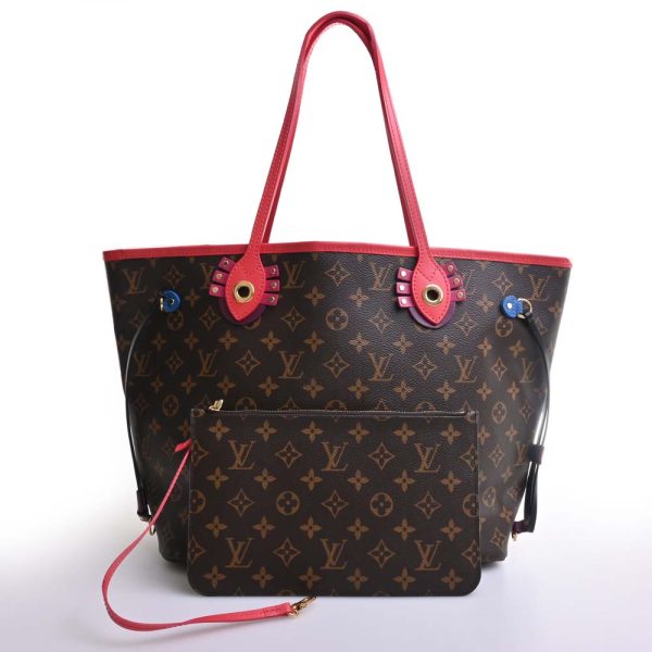 3 Louis Vuitton Neverfull MM Monogram Totem Tote Bag Brown