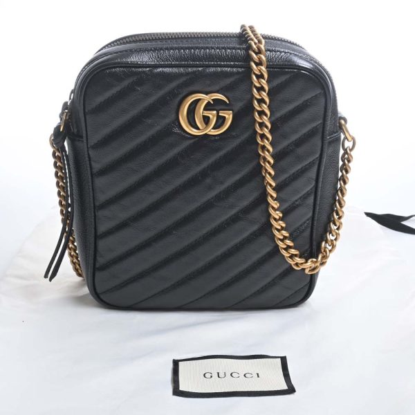 3 Gucci GG Leather Shoulder Bag Black