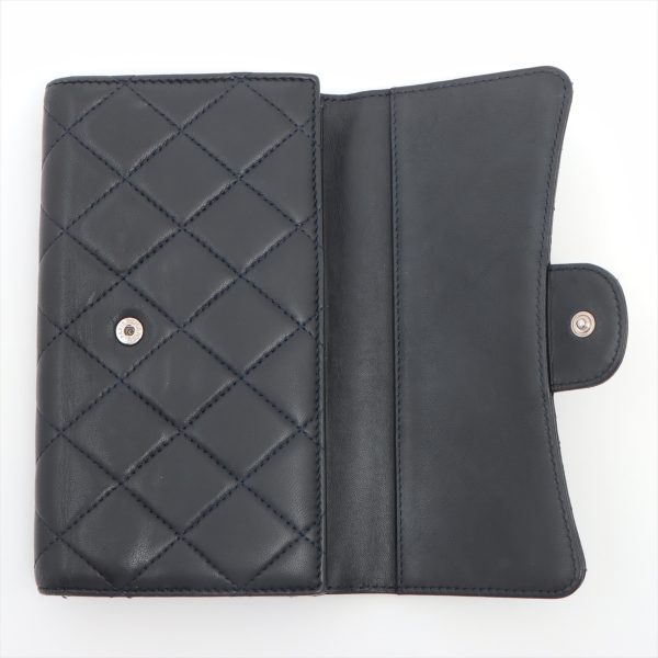 3 Chanel Matelasse Lambskin Trifold Long Wallet Black