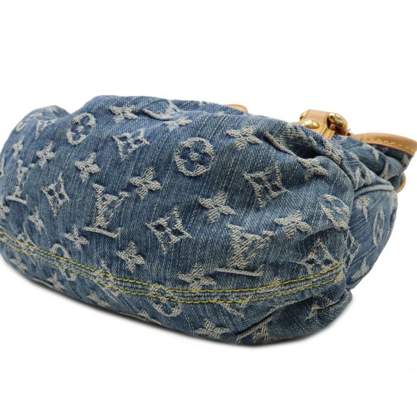 3 Louis Vuitton Monogram Denim Pleaty Handbag Mini Bag Blue