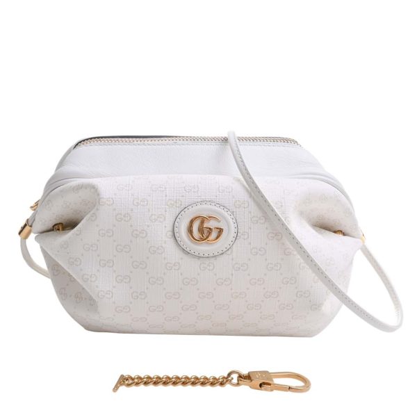 3 Gucci Micro GG Leather Mini Shoulder Bag White