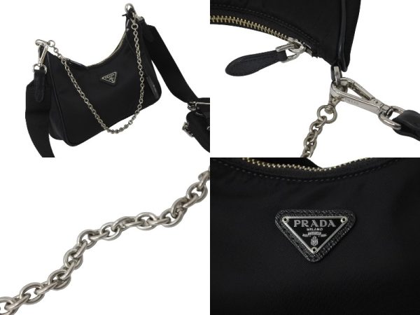 4 Prada Shoulder Bag Pochette With Strap Silver