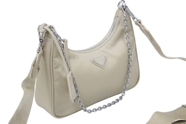 4 Prada Prada Shoulder Bag Beige Silver Hardware