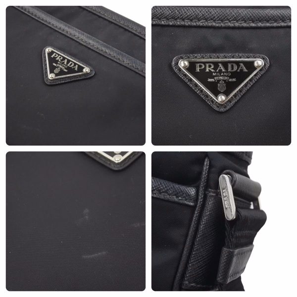 4 Prada Shoulder Bag Nylon Leather Black