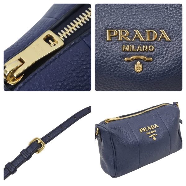 4 Prada Shoulder Bag Navy Cowhide