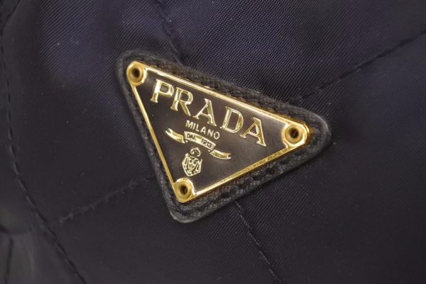 4 Prada Shoulder Bag Nylon Gold Chain Navy