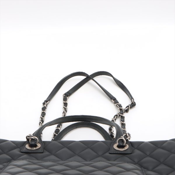 4 Chanel Lamb Leather Matelasse Chain Tote Bag Black