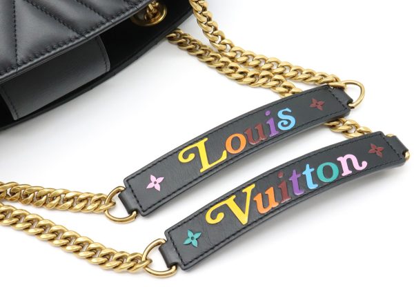 4 Louis Vuitton New Wave Tote Chain Shoulder Bag Calf Leather Noir Black