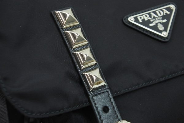 5 Prada Shoulder Bag Leather Black Silver