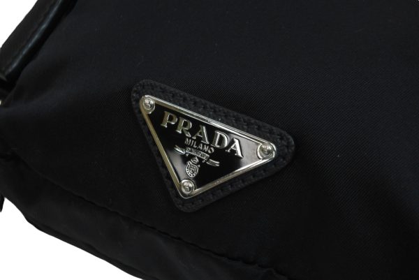 5 Prada Body Bag Logo Leather Black Silver