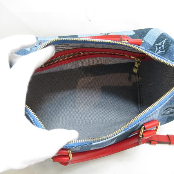 5 Louis Vuitton Speedy Bandouliere 30 Shoulder Bag Denim Blue